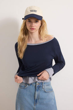 Teen Siyah-Beyaz %100 Pamuk Asimetrik Kay?k Yaka Relaxed/Rahat Kesim Orme T-Shirt TWOAW26TS00016 - Trendyolmilla фото 22