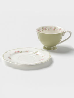 Чайная пара WY Spring flowers, фарфор, 220 мл, зелёная