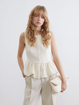 Bisiklet Yaka Desenli F?rf?rl? Bluz