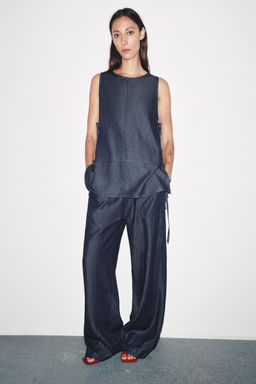 ZW COLLECTION DENIM TIE TOP - Zara фото 20