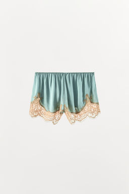 SHORTS SATINADO ENCAJE / Azul pato - Zara фото 7