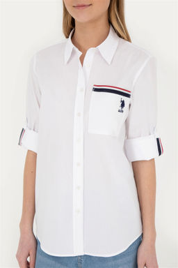Женская белая рубашка с длинным рукавом - U.s. polo assn фото 6