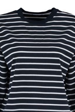 Lacivert Cizgili Oversize/Genis Kesim Bisiklet Yaka Ince Orme Sweatshirt TWOAW23SW00326