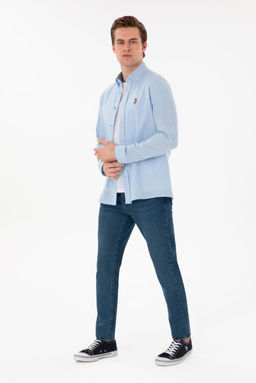 Erkek A__k Mavi Uzun Kollu Basic G_mlek Sepette S_rpriz _ndirim - U.s. polo assn фото 4