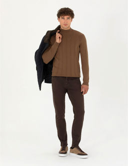 Ye_il Slim Fit Yar_m Bal_k__ Yaka Triko Kazak