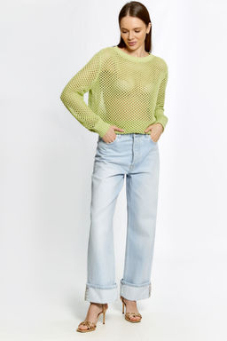 Джемпер из вязаного трикотажа с плетением в виде сетки. Составьте комплект с майкой из Базы.