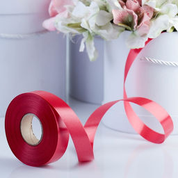 Цена за 4 шт. Лента для декора и подарков, красный, 2 см х 45 м