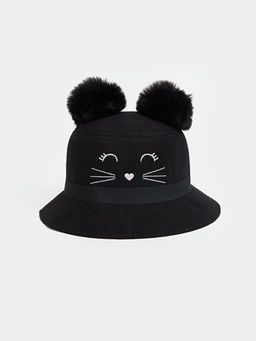 Ponpon Detayl? K?z ?ocuk Bucket ?apka