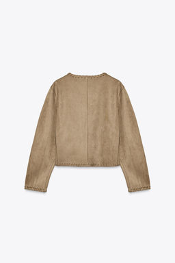 FAUX SUEDE JACKET WITH BRAIDED TRIM - Zara фото 8