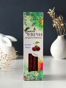 Набор: свечи ароматизированные витые 1.9×24 см, 4 шт., 40 г, 8 ч, вишня