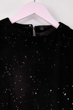 Siyah Simli Parlak Maxi Dokulu Orme Y?lbas? K?z Cocuk Elbise TKDAW26EL00011 - Trendyolmilla фото 2