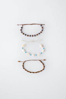 PACK TRES PULSERAS ABALORIOS CONCHAS / Marr?n - Zara фото 2