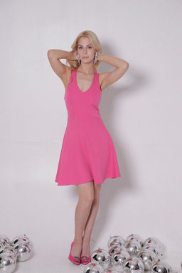 Платье розовое с расклешённой юбкой - Martichelli фото 2