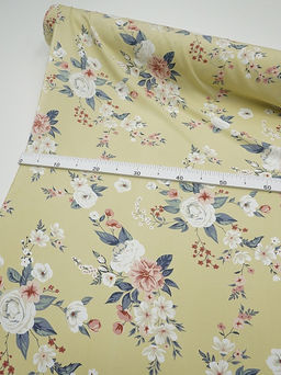 Штапель Цветочная элегия цв.соломенно-желтый, СОРТ2, ш.1.45м, вискоза-100%, 100гр/м.кв - Купава фото 3