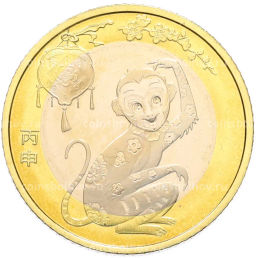 Монета 10 юаней 2016 года Китай Китайский гороскоп  Год обезьяны