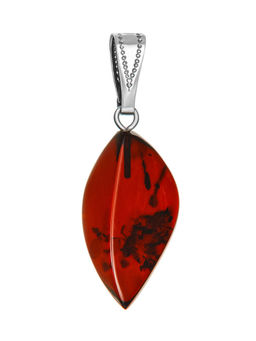 Подвеска удлинённой формы из натурального балтийского янтаря вишнёвого цвета