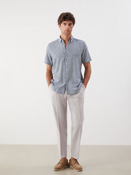 Regular Fit K?sa Kollu ?izgili Arm?rl? Erkek G?mlek