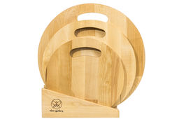 Комплект 3 досок 35*35*1,8 см, 30*30*1,8 см, 25*25*1,8 см "Круг с ручкой" на дер. подстав.