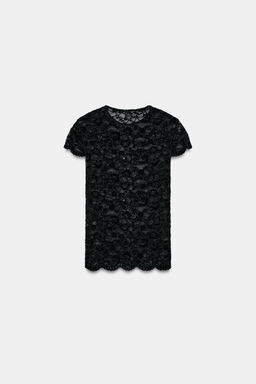 SHORT SLEEVE LACE T-SHIRT - Zara фото 5