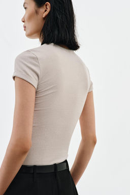 CAMISETA R?STICA CON LINO / Piedra - Zara фото 3