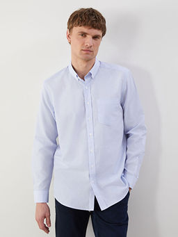 Regular Fit Uzun Kollu ?izgili Poplin Erkek G?mlek