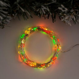 Гирлянда Нить 5 м роса, IP20, серебристая нить, 100 LED, 2 режима, батарейки AAх3 (нет в комплекте), свечение мульти (RGB)