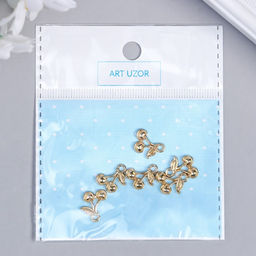 Цена за 6 шт. Декор для творчества металл «Две вишенки», под золото, 1.3×1.2 см