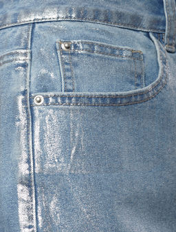 Юбка Vilatte D56.120 деним с металлизированным покрытием комбинированный  фото 3