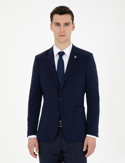 Lacivert Esnek Fit Blazer Ceket