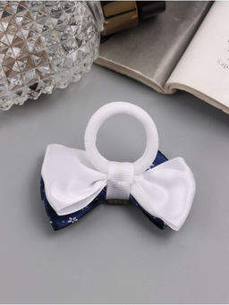 Цена за 6 шт. Бант для волос на резинке «Школьница», 6 см, бело-синий, МИКС