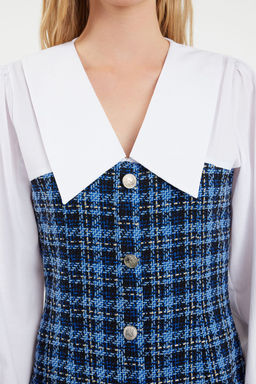 TRENDYOLMILLA Mavi Ekose / Kareli Dokuma Elbise TWOAW23EL00701  фото 22