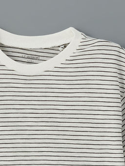 Bisiklet Yaka ?izgili Penye Erkek ?ocuk Ti??rt