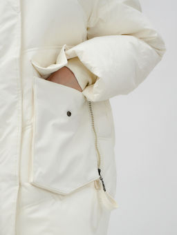 Куртка летучая мышь женская с капюшоном зимняя бежевого цвета 9617B - Mtforce фото 10