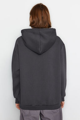 TRENDYOLMILLA Bej Kal?n Ici Polarl? Kanguru Cepli Kapusonlu Boyfriend/Genis Kal?p Orme Sweatshirt TWOAW20SW0525 фото 12