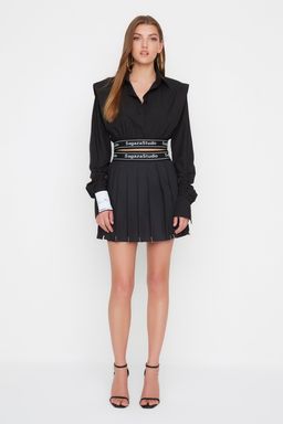 TRENDYOLMILLA X Sagaza Studio Siyah Metal Aksesuar Detayl? Dokuma Poplin Etek TPRSS22ET00004 фото 3