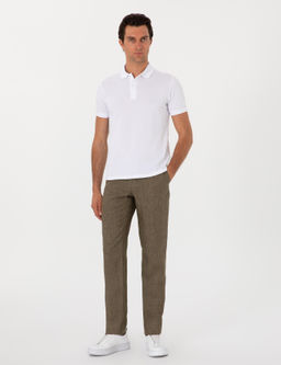Haki Slim Fit %100 Keten Klasik Pantolon