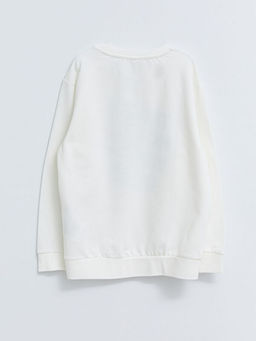 Bisiklet Yaka Bask?l? Uzun Kollu Erkek ?ocuk Sweatshirt