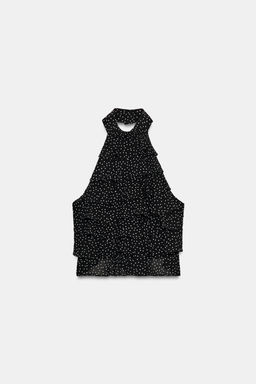 TOP GEORGETTE HALTER / Negro / Blanco