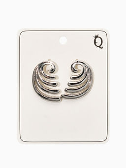 Серьги металл «Волна», цвет серебро