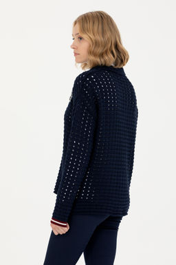 Kad_n Lacivert V Yaka Kazak