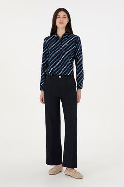 Kad_n Lacivert Straight Fit Kanvas Pantolon