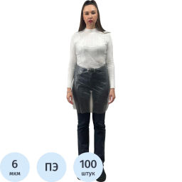 Фартук одноразовый ПНД 68x104см белый 6мкр 100/1000/уп