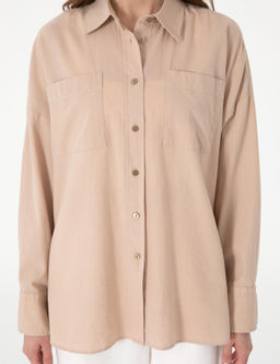 Bej Oversize Keten Kar___ml_ Uzun Kollu G_mlek - Pierre cardin фото 6