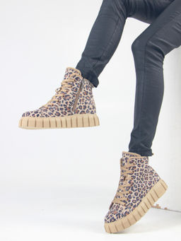 Ботинки 217.91505be.Бежевый леопард/мех
