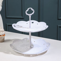 Этажерка-фруктовница круглая Вивьен, 2 яруса, d=22 см, d=26 см, цвет белый