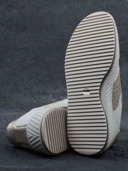 03-A1018-2 LT. BEIGE/GOLD Кроссовки женские (натуральная кожа)