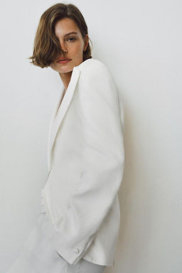 ZW COLLECTION TUXEDO-STYLE LINEN BLEND BLAZER - Zara фото 2