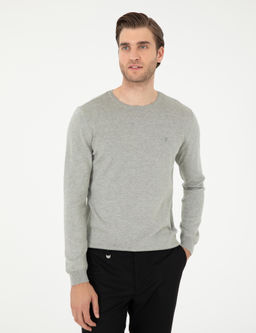 A__k Gri Melanj Slim Fit Bisiklet Yaka Basic Triko Kazak - Pierre cardin фото 3