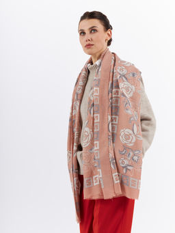 Большой, мягкий, тонкий и очень нежный двусторонний палантин с рисунком. - Tantino фото 2