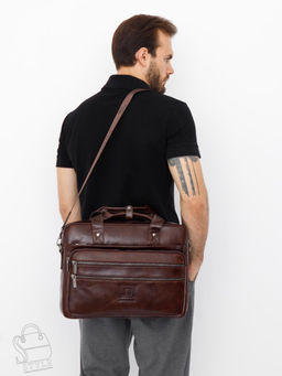 Портфель мужской кожаный 711XL brown Fuzhiniao